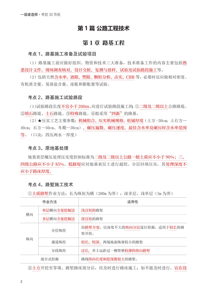 2025年一级建造师《公路工程》考前30页纸.pdf-图片2