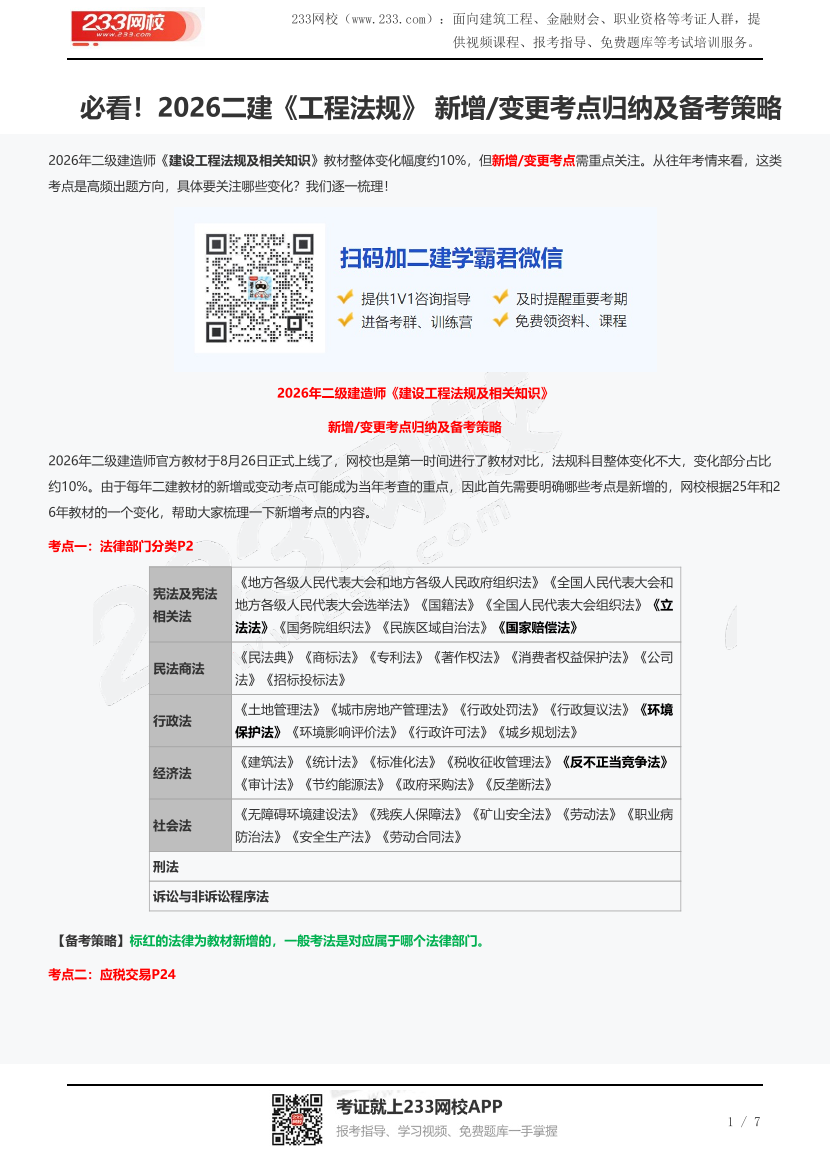必看！2026二建《工程法规》 新增/变更考点归纳及备考策略.pdf-图片1