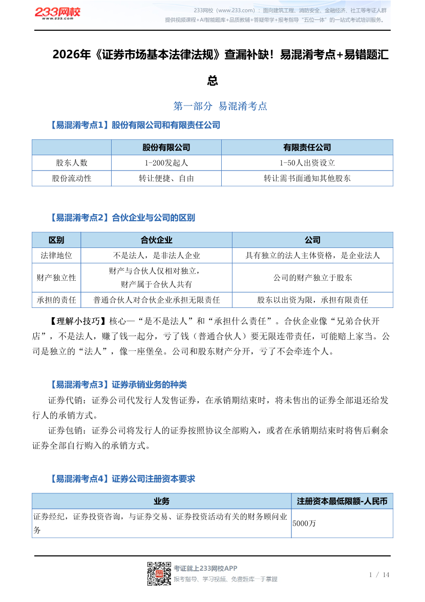 2026年《证券市场基本法律法规》查漏补缺！易混淆考点+易错题汇总.pdf-图片1