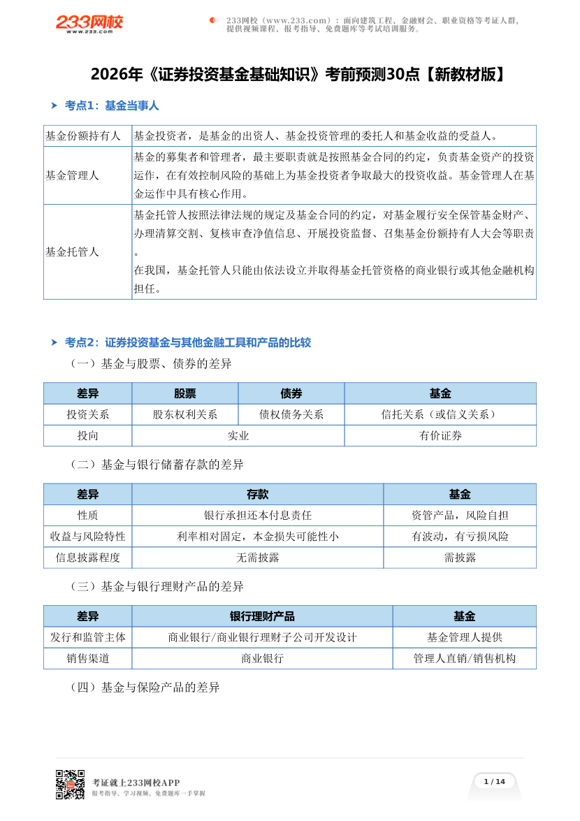 2026年《证券投资基金基础知识》考前预测30点【新教材版】.pdf-图片1