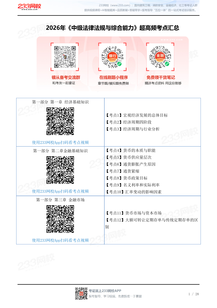 2026年《中级法律法规与综合能力》超高频考点汇总.pdf-图片1