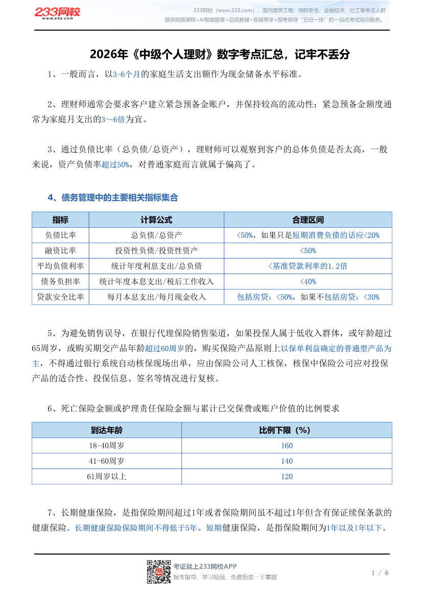 2026年《中级个人理财》数字考点汇总，记牢不丢分.pdf-图片1