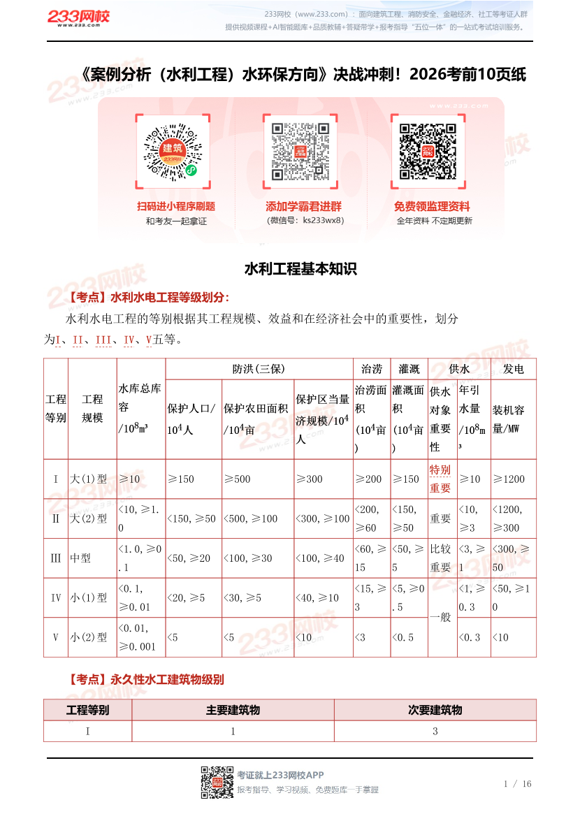 《案例分析（水利工程）水环保方向》决战冲刺！2026考前10页纸.pdf-图片1
