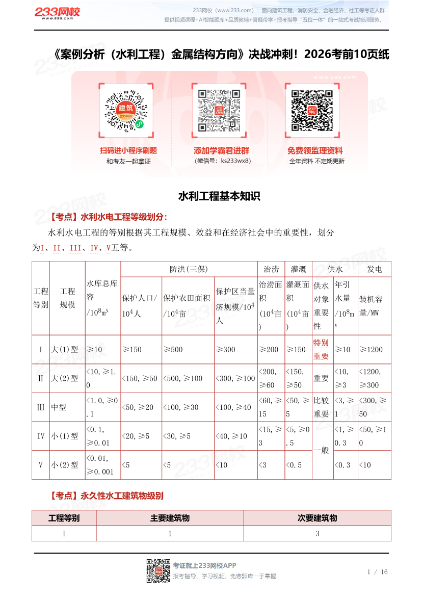 《案例分析（水利工程）金属结构方向》决战冲刺！2026考前10页纸.pdf-图片1