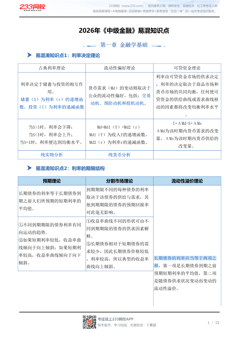 2026年《中级金融》易混知识点.pdf-图片1