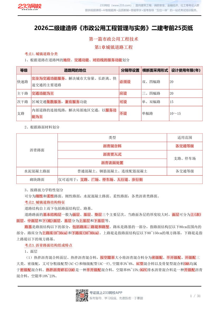 2026二级建造师《市政公用工程管理与实务》二建考前25页纸.pdf-图片1
