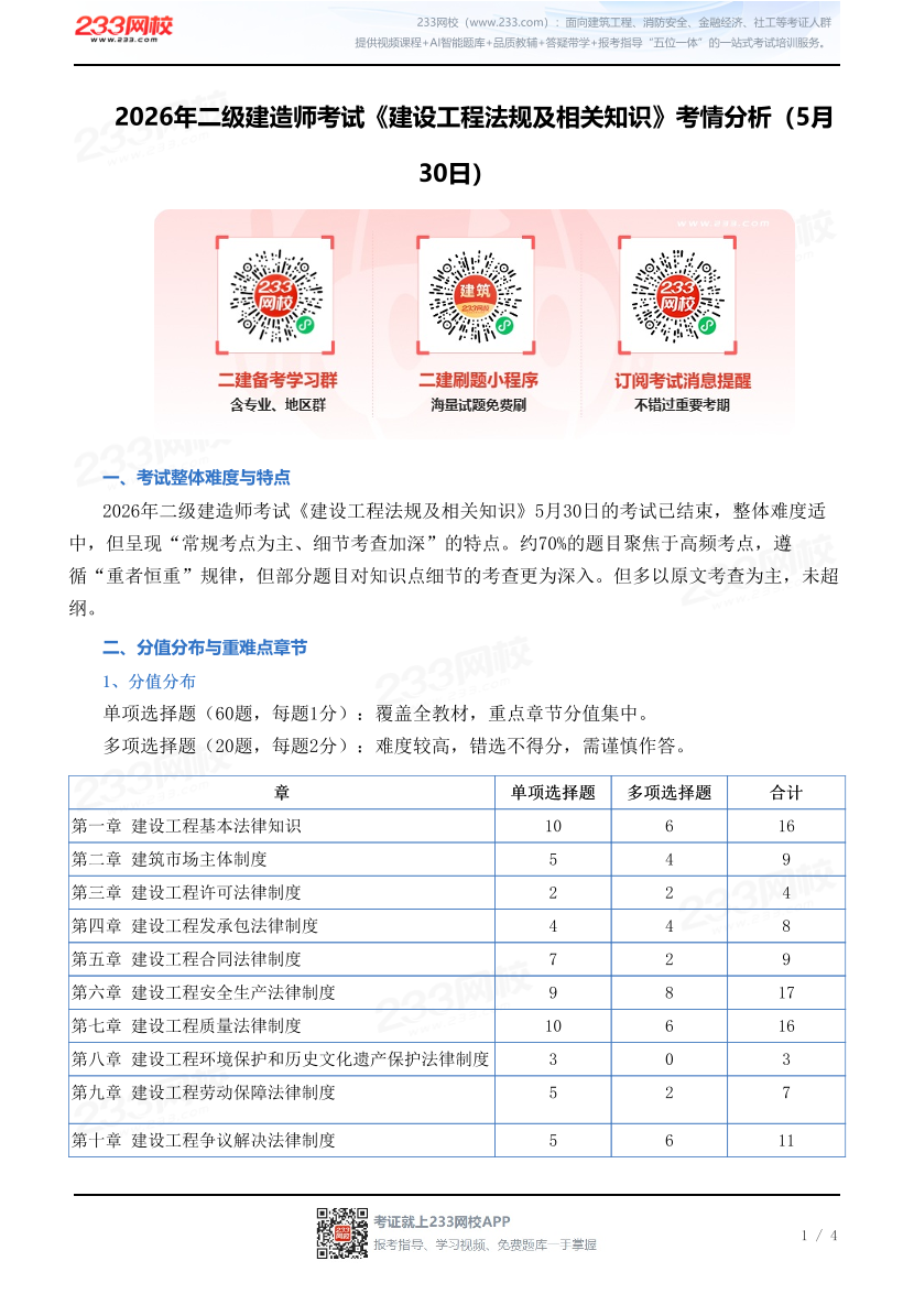 2026年二级建造师考试《建设工程法规及相关知识》考情分析（5月30日）.pdf-图片1
