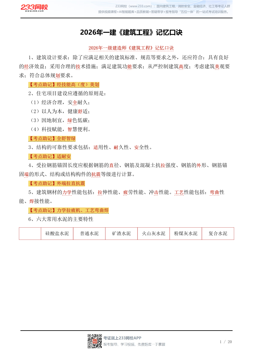 2026年一建《建筑工程》记忆口诀.pdf-图片1