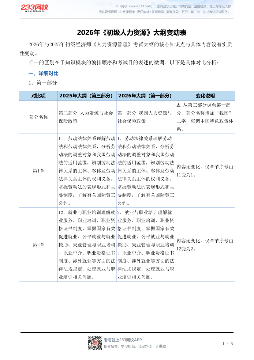 2026年《初级人力资源》大纲变动表.pdf-图片1