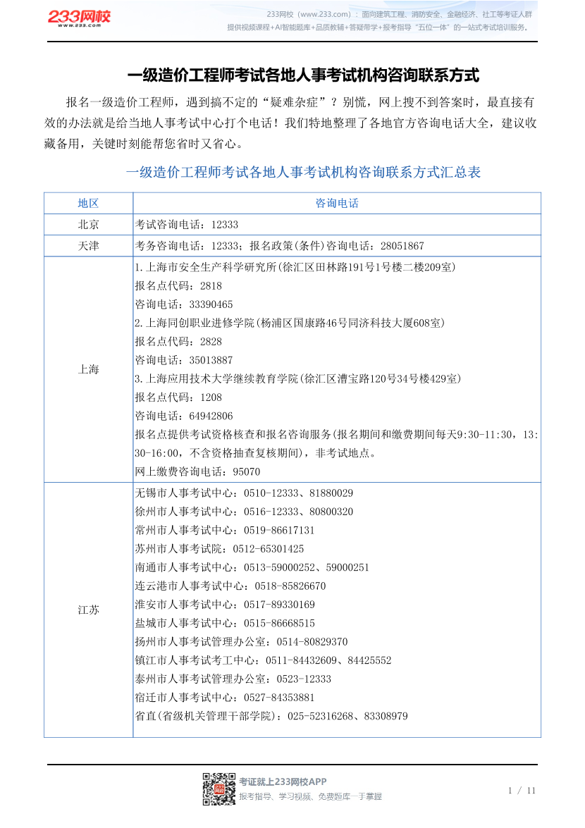一级造价工程师考试各地人事考试机构咨询联系方式.pdf-图片1