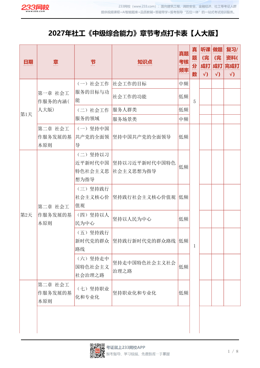 2027年社工《中级综合能力》章节考点打卡表【人大版】.pdf-图片1