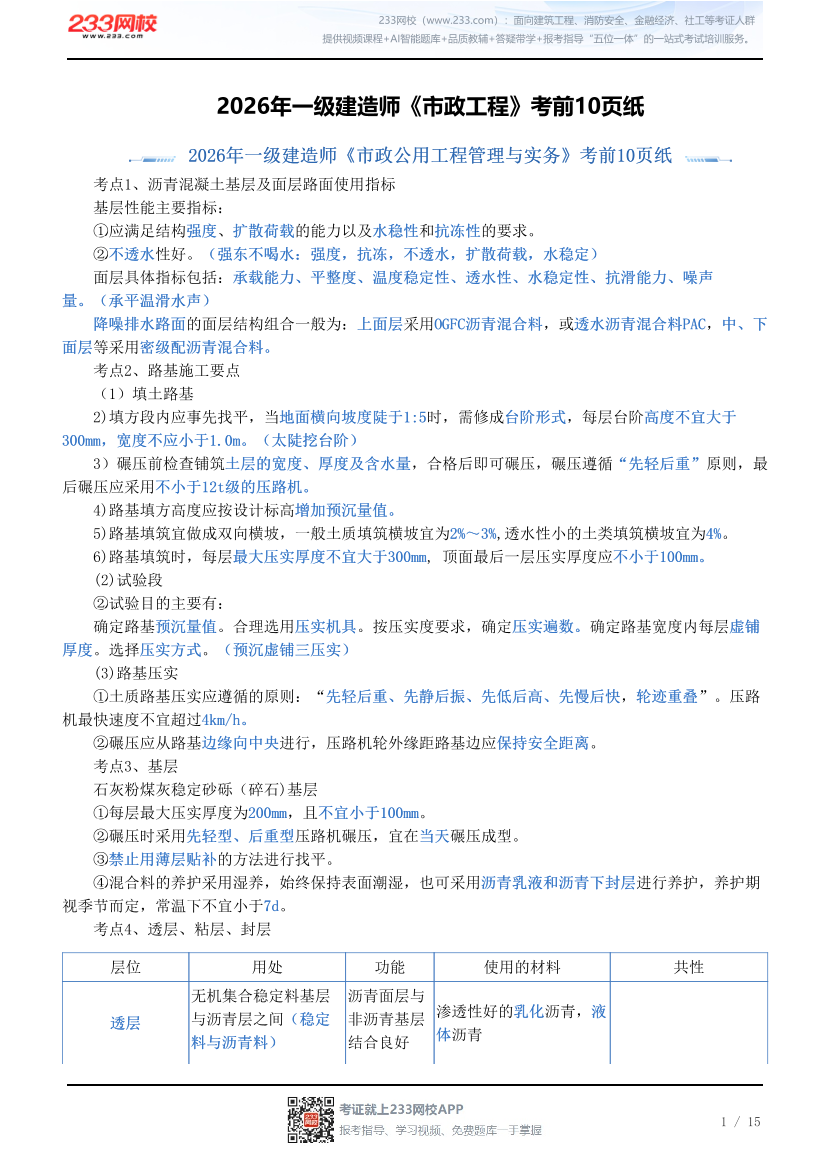 2026年一级建造师《市政工程》考前10页纸.pdf-图片1