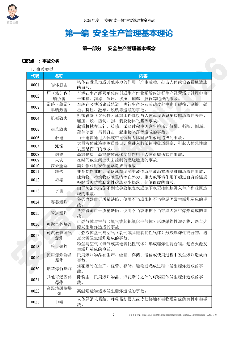 2026年中级注安—安勇老师亲编—《安全生产管理》黄金考点.pdf-图片2